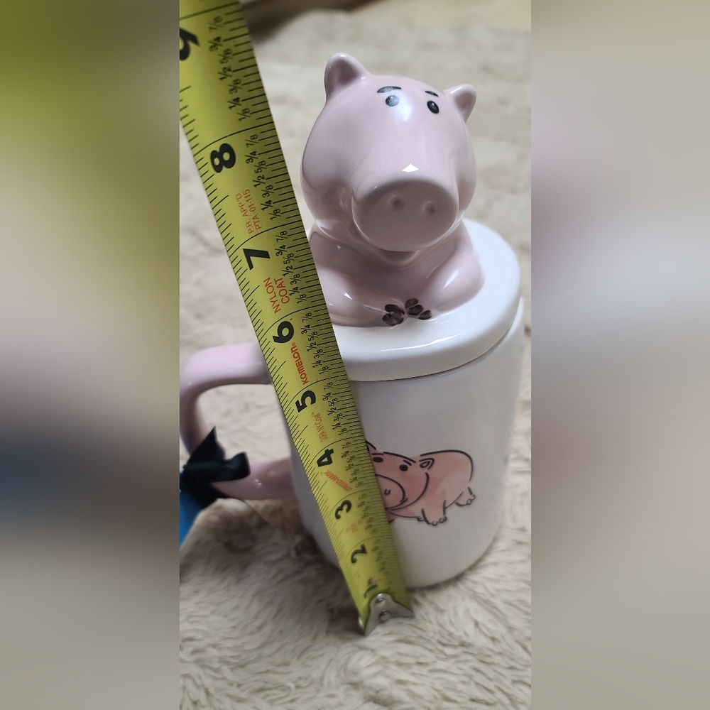 Vintage Rae Dunn Cute Pink Pig Mug with Lid, Pixar Colab Hamm With Tags - Picture 10 of 14